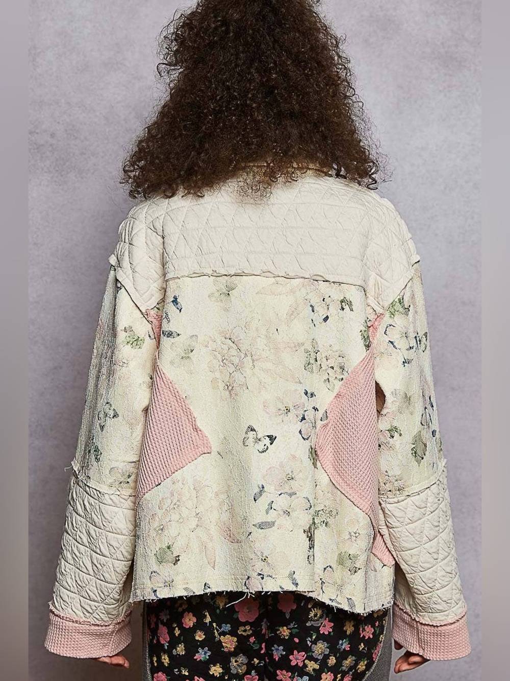 POL Quilted Patchwork Button-Up Jacket - Picture 5 of 6